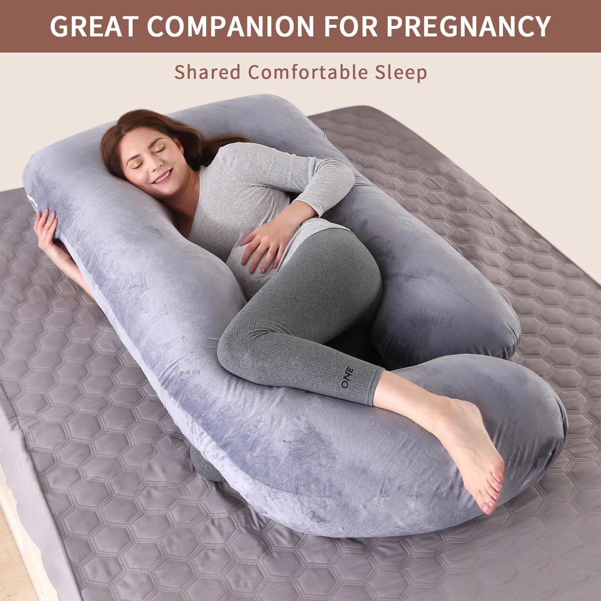 coussin maternité forme mousse mémoire forme gris velours doux support ventre confortable