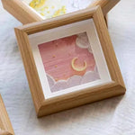 cadres photo miniatures bois illustrés paysages abstraits bohèmes multicolores adultes