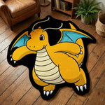 tapis dessin animé dragon jaune noir blanc bleu texture veloutée retro classic chambre salon
