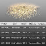 plafonnier led moderne cristaux transparents argentés élégants éclairage intérieur nordique suspension