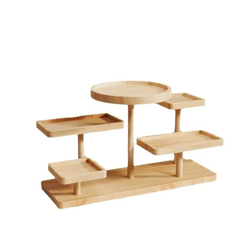 étagère bois naturel multi niveaux moderne rangement bijoux plantes décoration minimaliste multifonctionnelle haute qualité