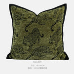 housse coussin motif léopard noir vert olive moderne décoration intérieure polyester carré sofa chaise