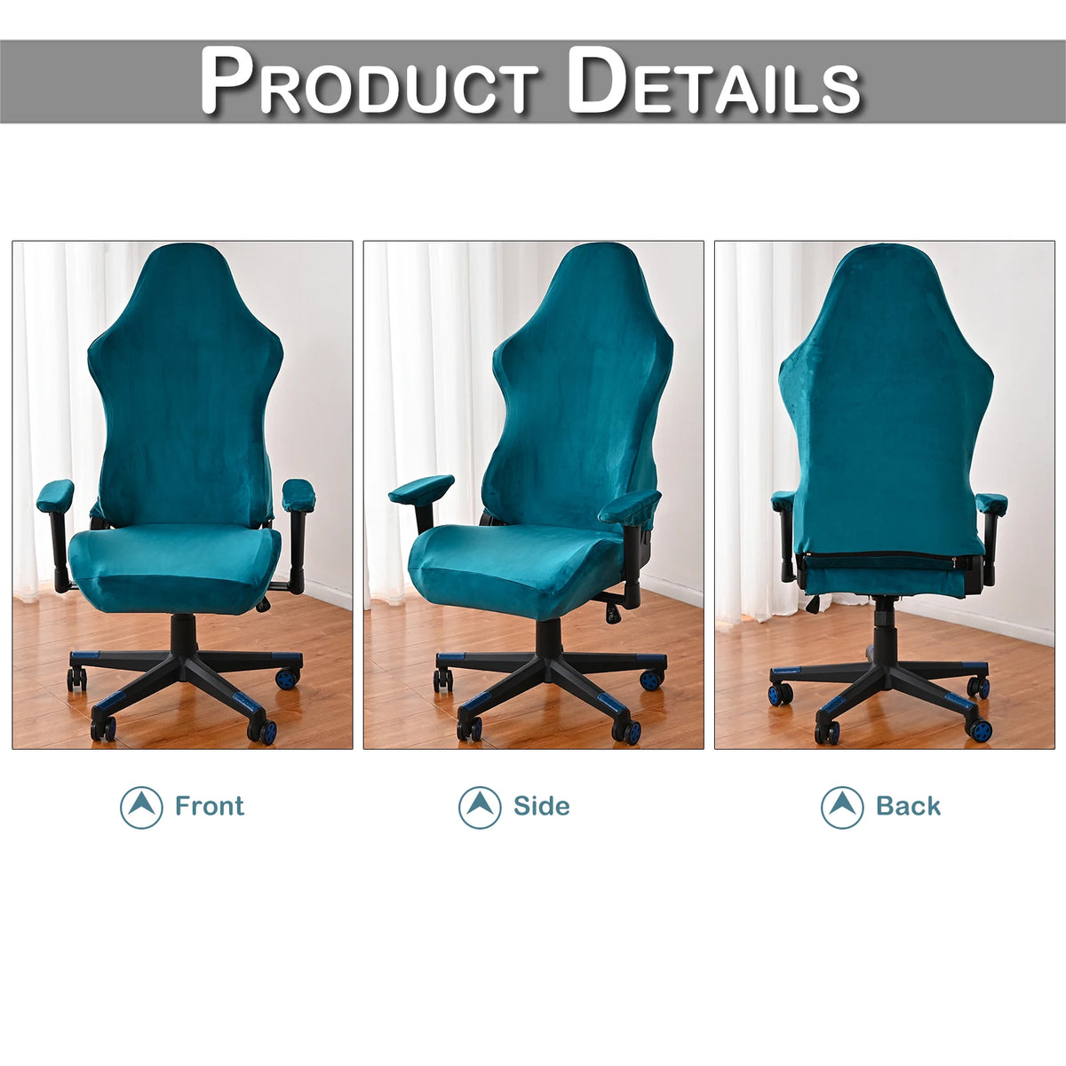 Housse de chaise de bureau en velours extensible 4 pièces couleur jaune
