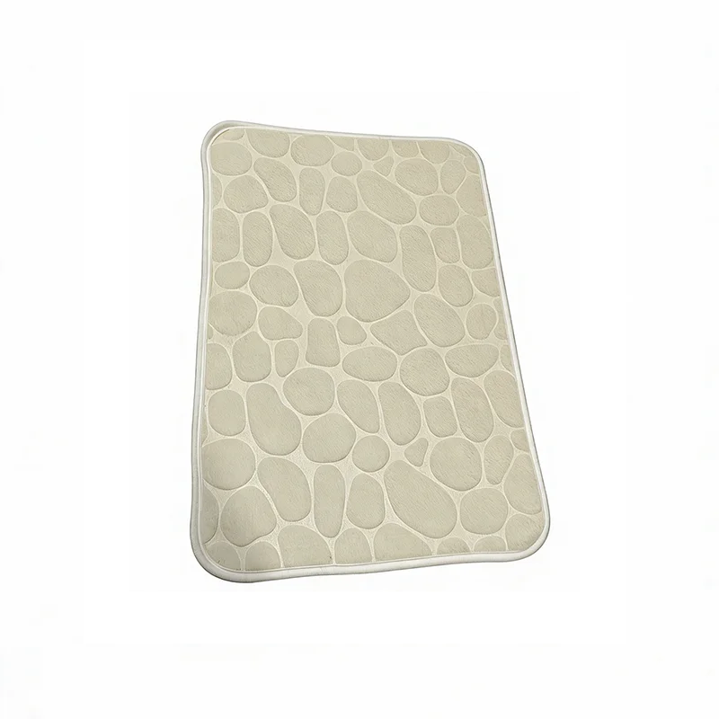 tapis sol salle bain rose clair gris violet texture cailloux moderne antidérapant polyester pile