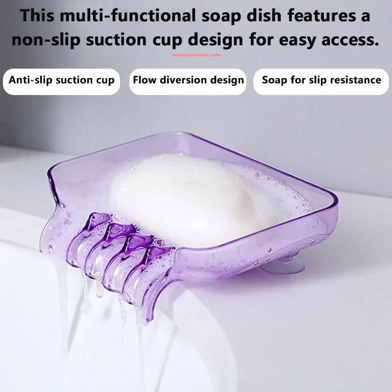 support savon transparent violet rose vert bleu moderne anti dérapant suction bain salle