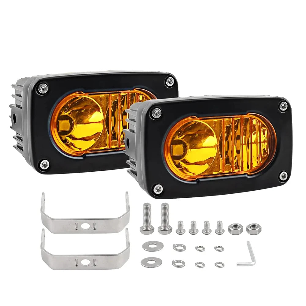 feux led jaunes combo 40w 3500k 50000h modernes robustes ip68 pièces noirs vissés