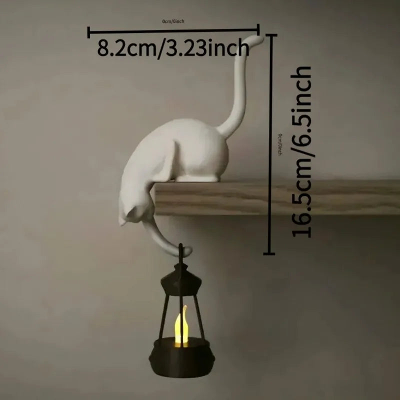 chat inversé accroche murale polyrésine lisse noire blanche décorative minimaliste fixations étagères accessoires salle