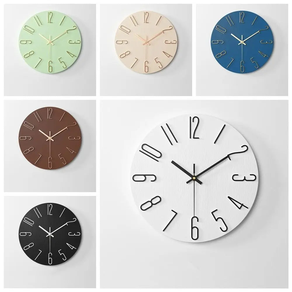 horloge murale bleu doré minimaliste fixation 30cm chambre coucher moderne numéros 3d opaques