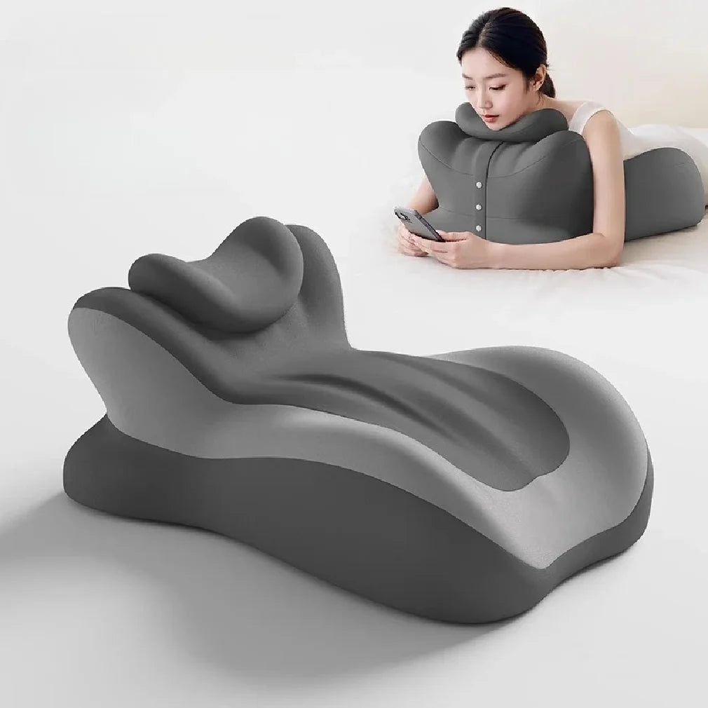 coussin ergonomique gris mousse mémoire forme support cou thorax latéral abdomen cheville mollet cuisse