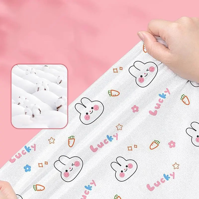 ensemble literie jetable blanc motifs colorés lapins nuages lucky élément