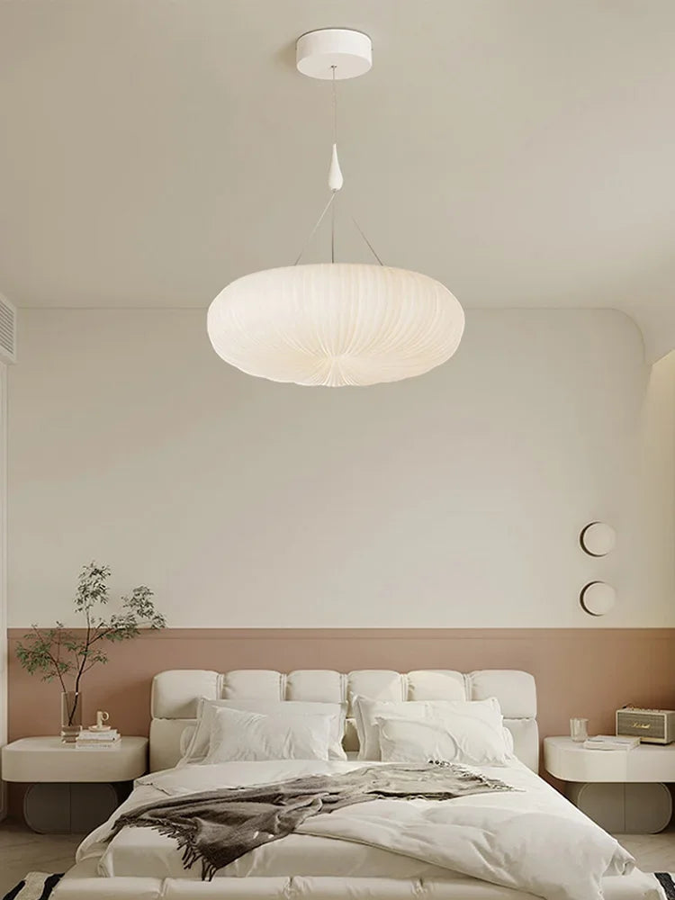plafonnier moderne suspension blanc beige marron rose plissés gaufrés minimaliste élégant