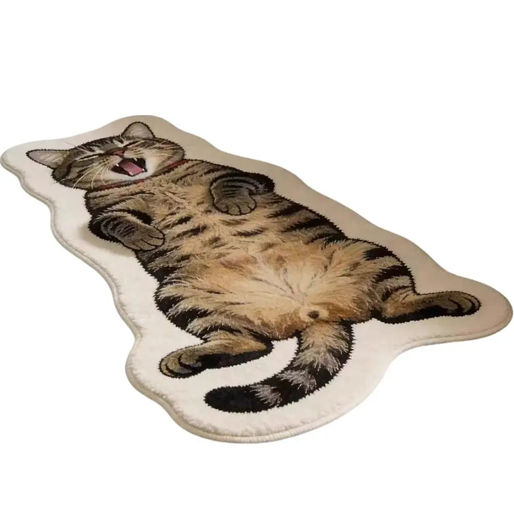 tapis coton jute blanc beige marron gris motif chat fourrure moderne chambre salon