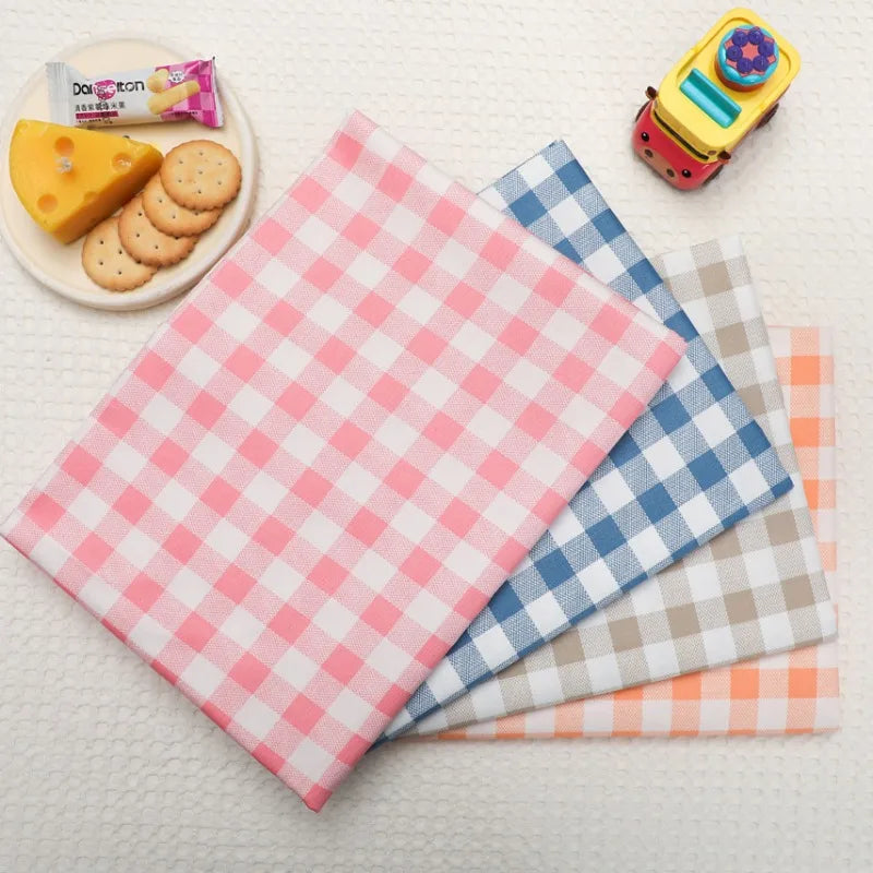 tissu coton imprimé carreaux rose gris bleu beige orange classique serviettes table 160cm non