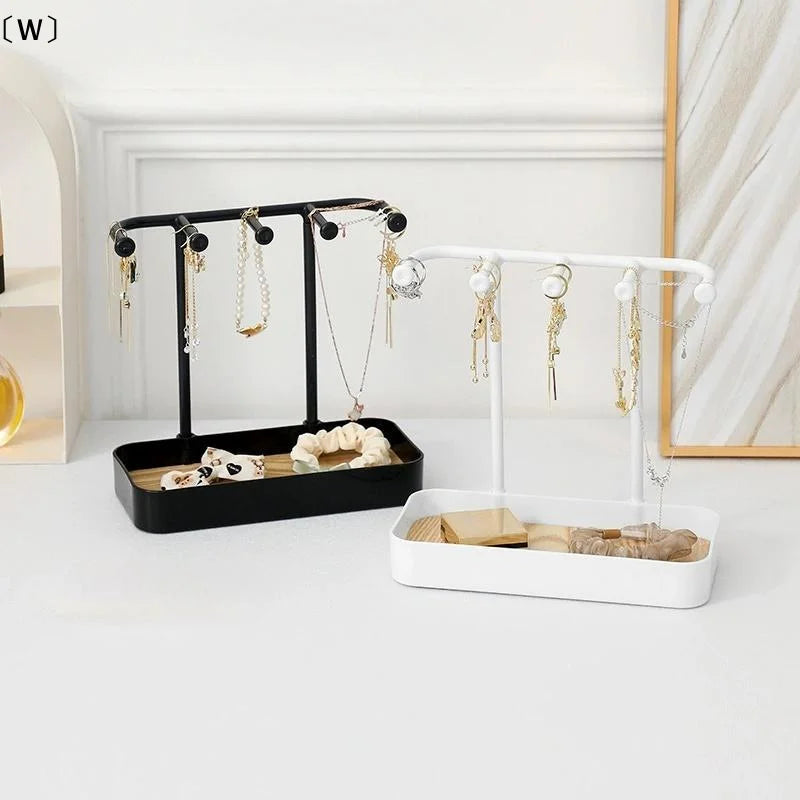 rangement bijoux support noir blanc texture bois moderne porte bijoux clés boîte bijoux