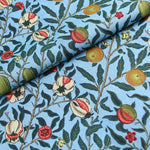 tissu coton imprimé floral motifs fruits pommes citrons couleurs vives noir bleu turquoise orange