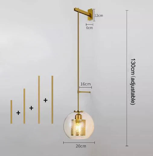 lampe murale moderne or transparent texture nid d'abeille éclairage chambre cuisine salle manger entree