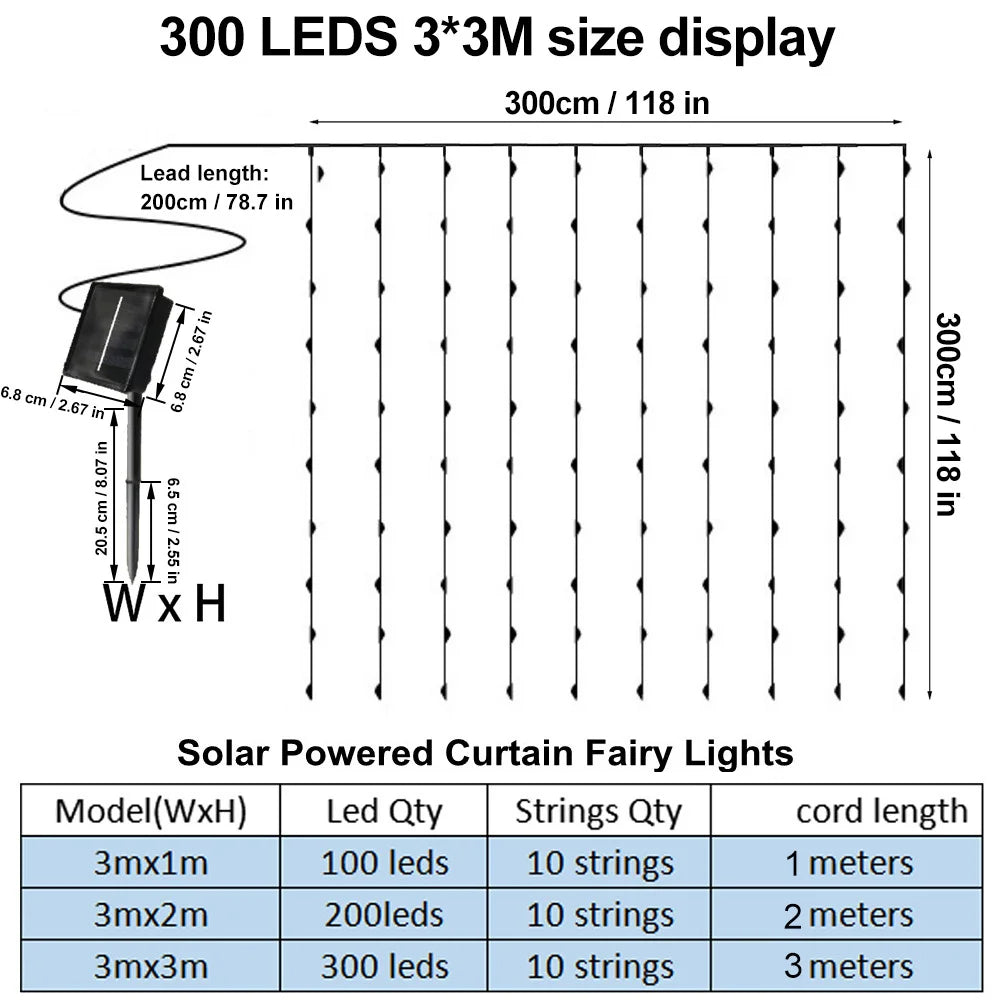 guirlande lumineuse solaire extérieure jaune doré rideau vertical festif romantique ip65 led pvc