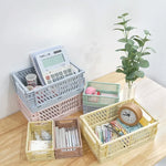 paniers rangement pliables moderne rose bleu beige vert cosmétiques papeterie étudiant
