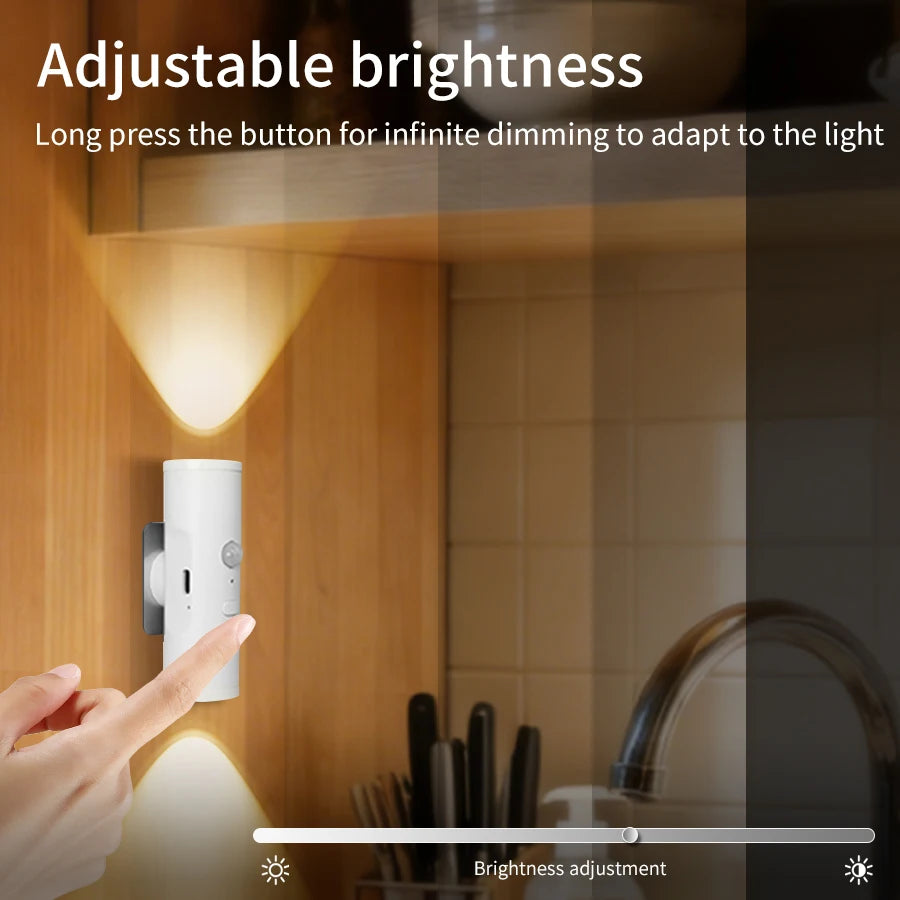 lampe murale veilleuse aimantée tri couleur détecteur présence rechargeable minimaliste blanc noir