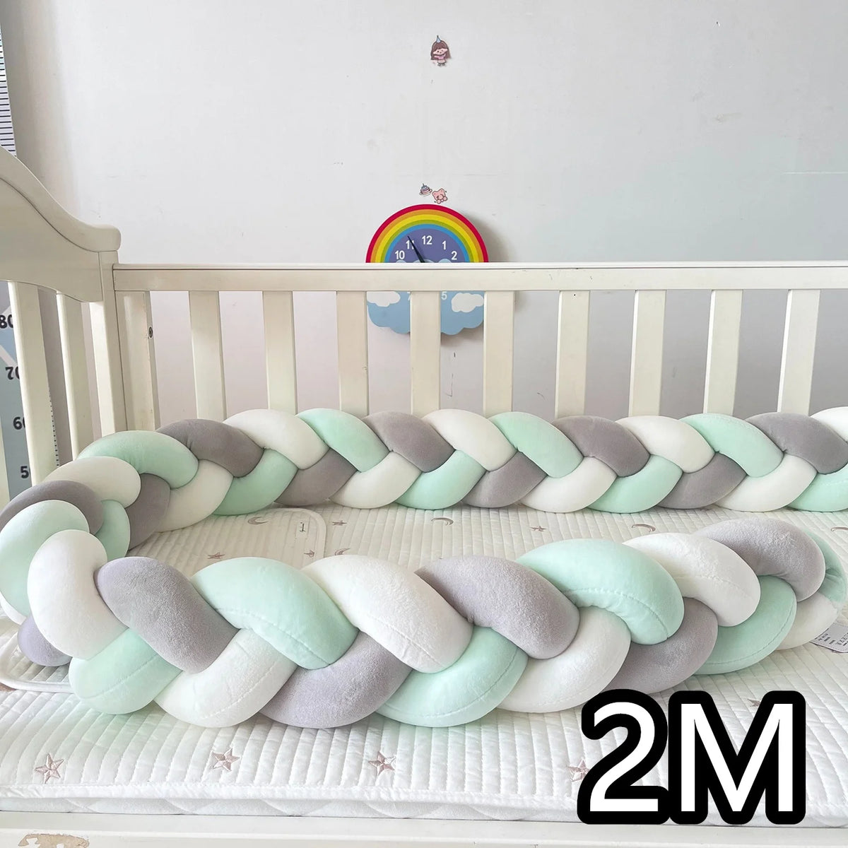 coussin lit tressé berceau bébé protection lit enfant doux blanc rose gris