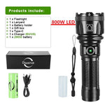 lampe torche rechargeable led 800w intense moderne robuste noire texturée