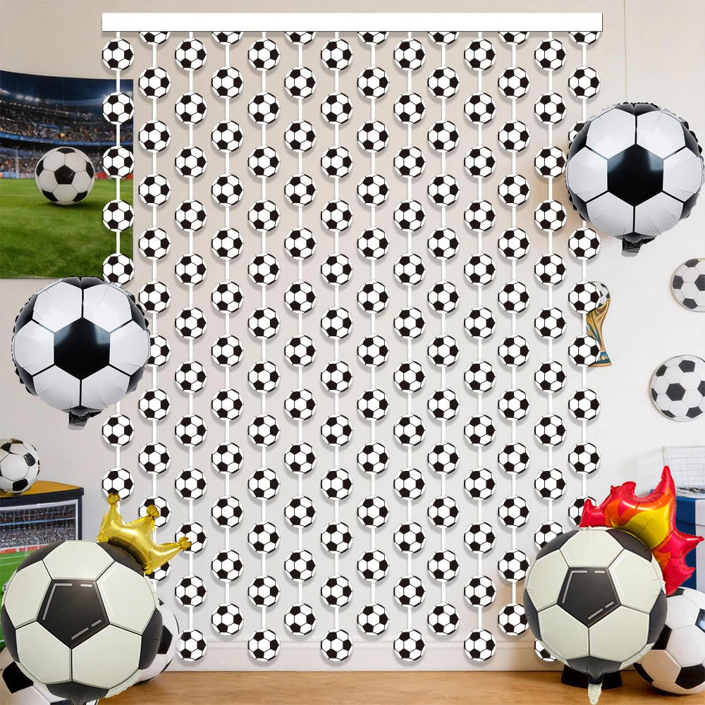 rideau pluie noir blanc ballons football opacité décoratif adhésif double face événement anniversaire festive