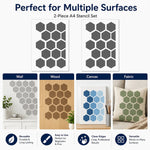 gabarits peinture géométrique moderne blanc adhésifs A4 hexagonaux décoration murale DIY