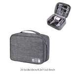 Sac bandoulière gris tissu uni pratique zipper bijoux accessoires chargeur câbles montres