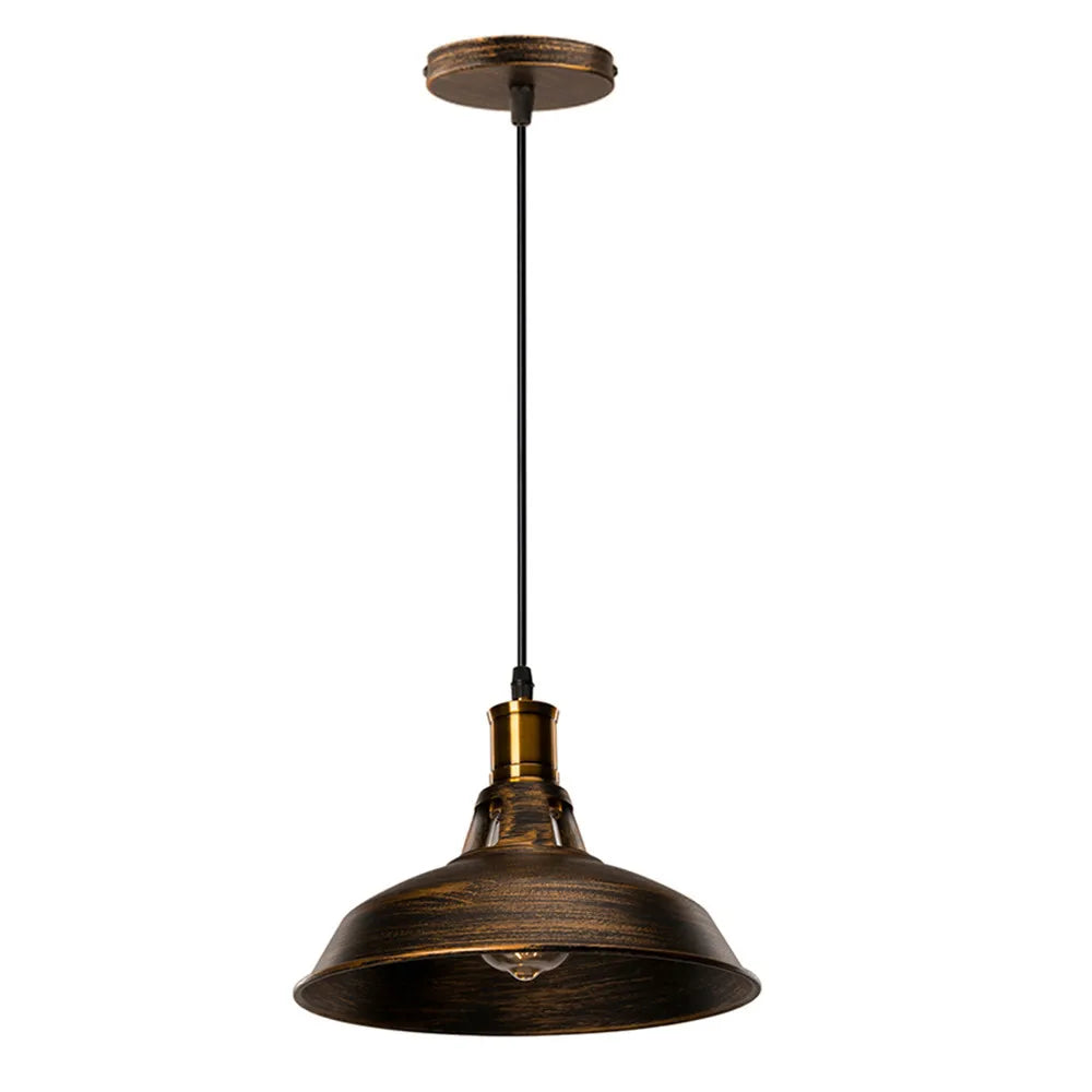 Suspension lumineuse industrielle vintage noir cuivre ampoule chaînes métal fini mat