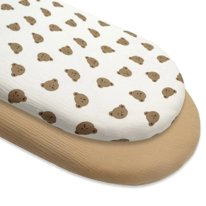 draps housses bébé unisexe 1ans polyester coton quatre saisons imprimé animaux ondulés blanc roseclair