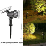 projecteur solaire led 9lumieres réglable moderne jardin étanche noir abs