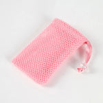 sac savon blanc rose maille fine ruban simple pratique douche