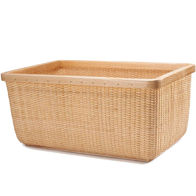 panier rotin tressé beige clair salon cuisine rangement naturel traditionnel respectueux environnement couvercle organisateur