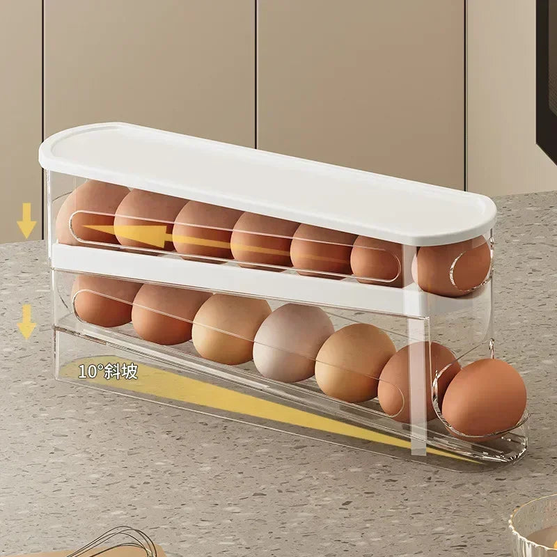organisateur d'oeufs transparent moderne boîte oeufs plastique rangement réfrigérateur double couche auto distributeur
