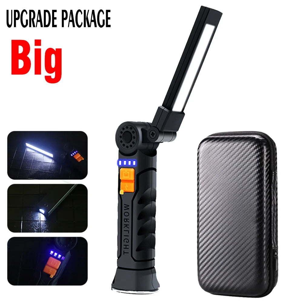 lampe travail rechargeable pliable aimant anti dérapante noir moderne pratique usb