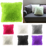 coussins decoratifs poilus duveteux lavables moderne rose vif rouge vert foncé blanc turquoise orange