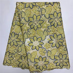 tissu polyester dentelle fleurs feuilles mariage vert jaune rose bleu marron opaque écologique soluble