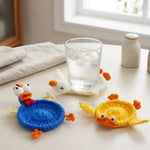 coasters crochetés coton blanc bleu jaune rose animaux résistants chaleur absorbants
