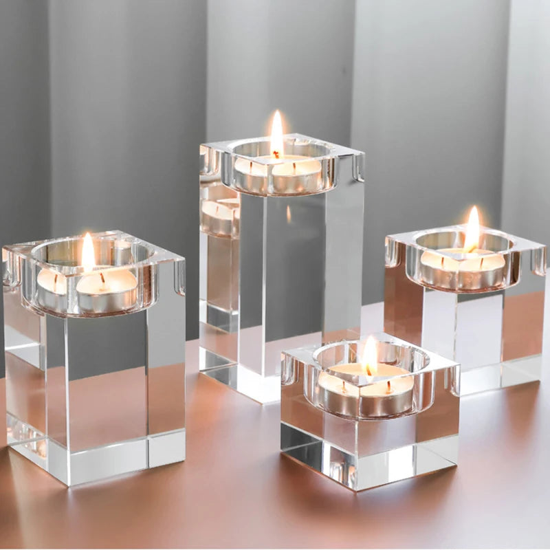 supports bougie modernes transparents cube adhésif décoration maison bougie assortie petite chauffe plat