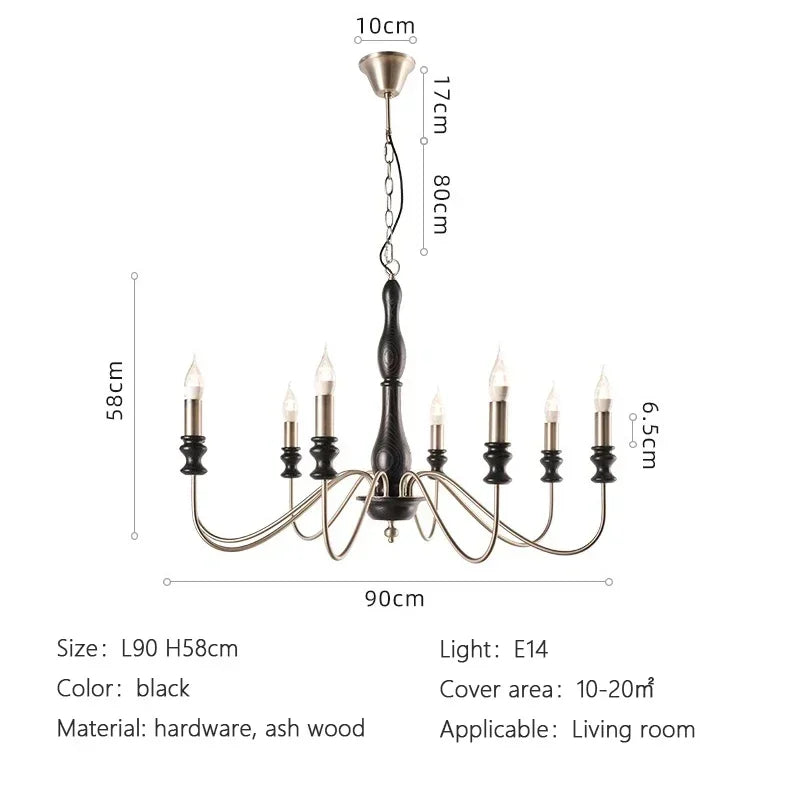 lustre salon doré bois classique têtes sans ombre éclairage hall chambre