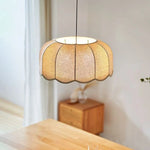 lampe suspendue tissu plissé beige blanc moderne cordon ajustable base E27 salon salle bain