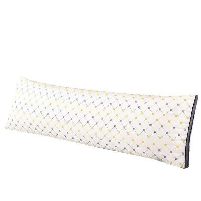 oreiller mousse mémoire forme oblong motif géométrique anti ronfement polyester blanc gris jaune moderne