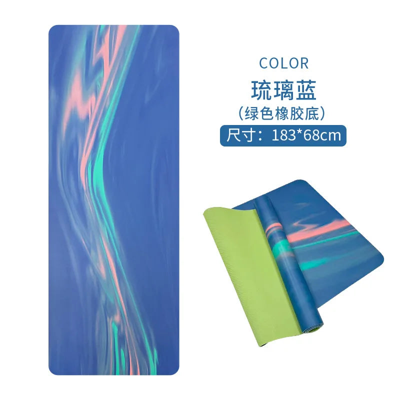 tapis yoga marbré vert pastel violet bleu moderne antidérapant 5mm