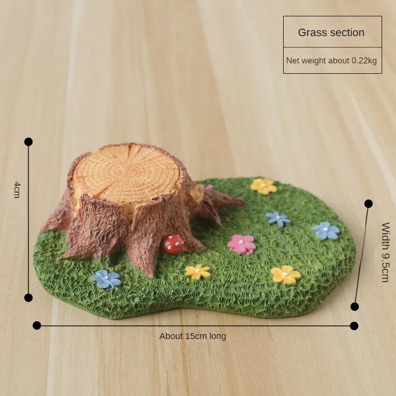 décoration maison miniature arbre tronqué herbe verte fleurs colorées figurine noël transparente
