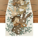 table pâques rectangle polyester fleurs lapins œufs happy easter beige blanc festive pastorale