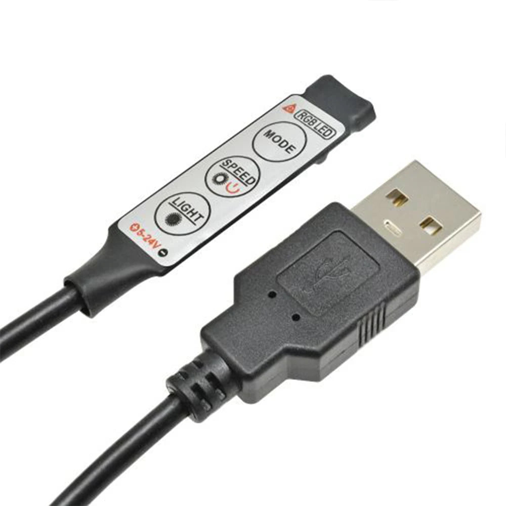 câble usb noir connecteur usb contrôleur led boutons mode vitesse lumiere série moderne