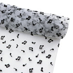 tissu blanc notes musicales semi transparent brocart polyester occasion bricolage moderne graphique