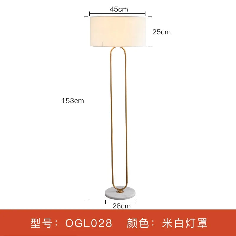 lampe sol led or blanc abatjour tissé base marbre moderne chambre coucher