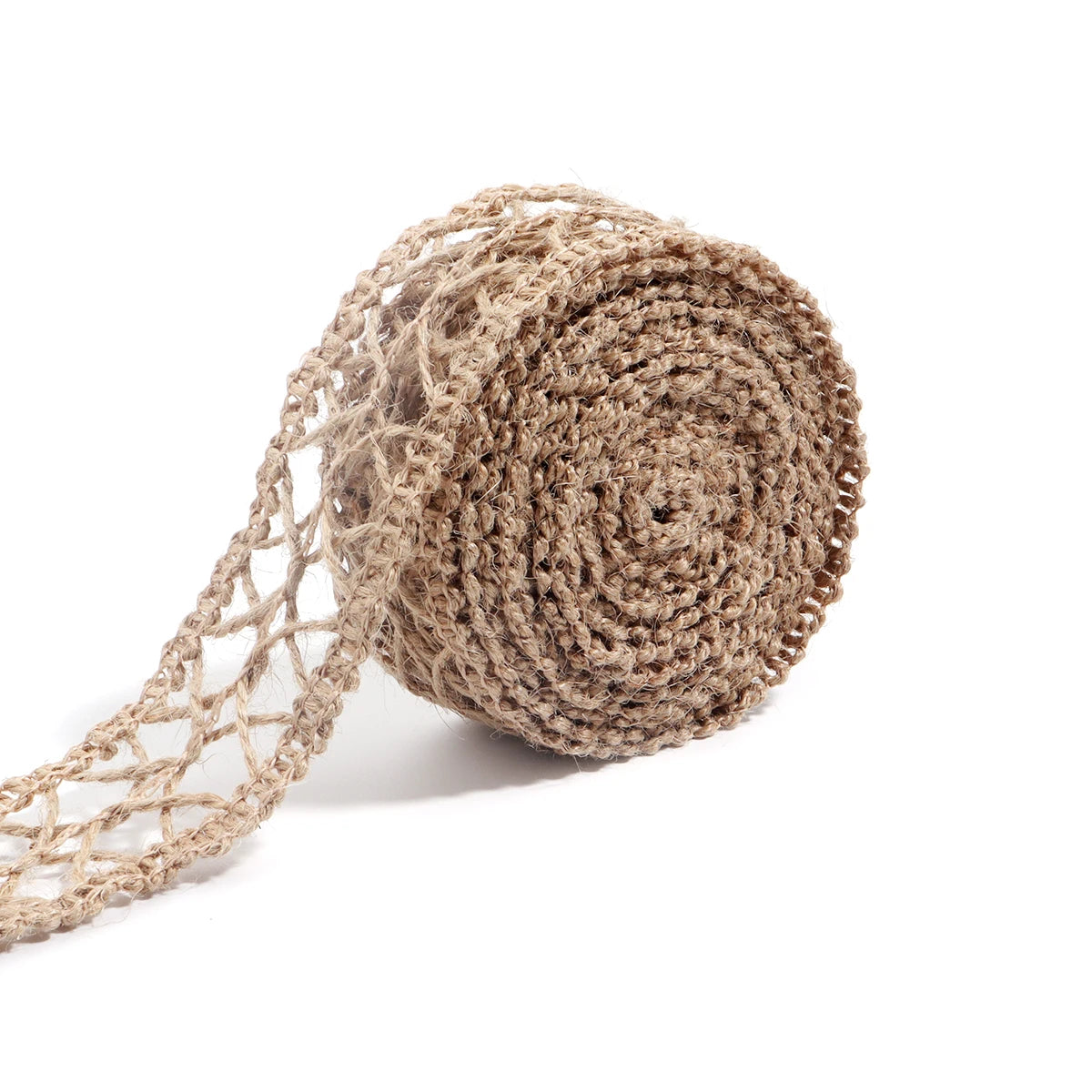 ruban décoratif toile jute motifs géométriques beige rustique artisanal emballage décoration mariage
