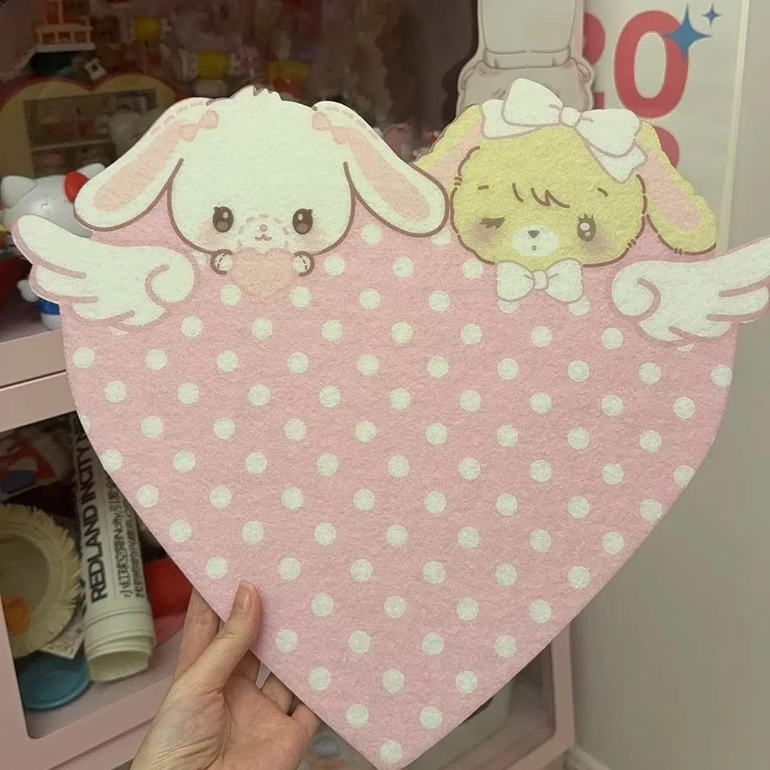 décoration murale kawaii carte autocollants coeurs papillons lapin rose clair chambre enfants douce clips